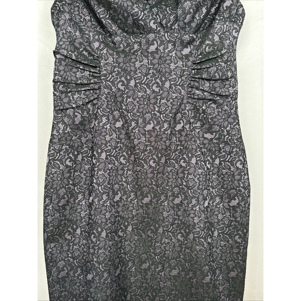 Adrianna Papell Black Lace Sheath Dress Women's 14 Purple Sleeveless Whimsy NEW - Picture 5 of 13